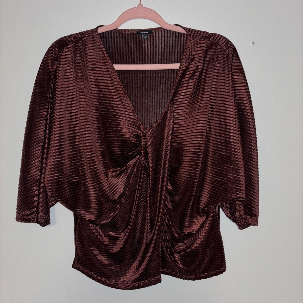 Express Burgundy Draped Women's Blouse
